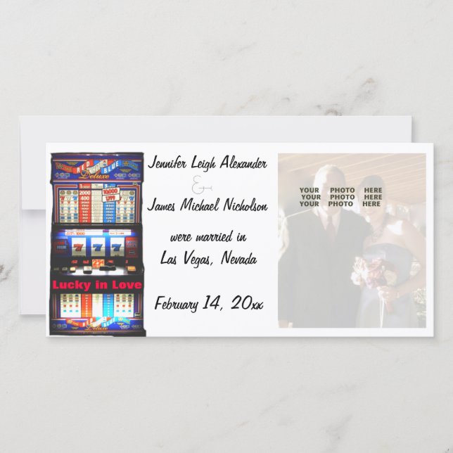 Lucky in Love Las Vegas Wedding Announcement (Front)