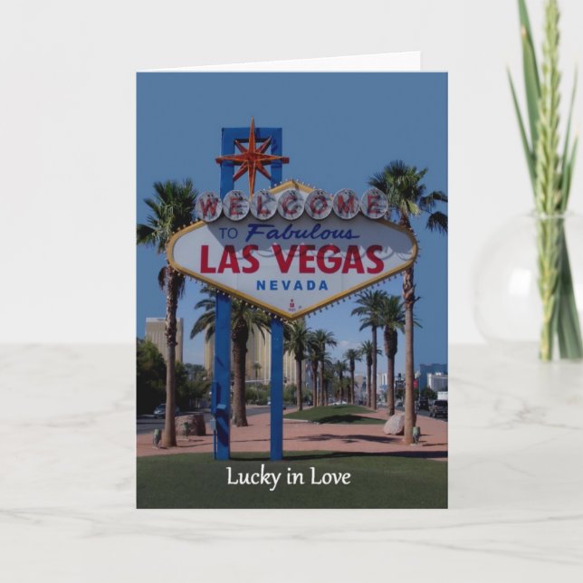 Lucky in Love Las Vegas Wedding Card (Front)