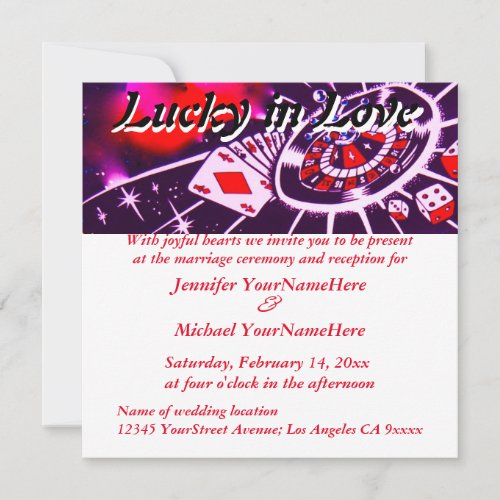  Lucky in Love Las Vegas Wedding Invitation