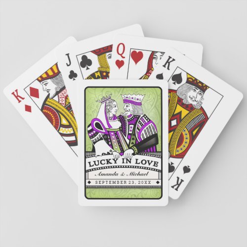 Lucky in Love Lavender  Lime Playing Cards