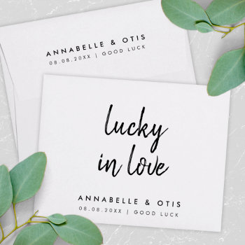 Lucky In Love | Minimalist Wedding Lottery Ticket Envelope by GuavaDesign at Zazzle