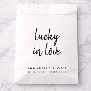 Lucky in Love   Minimalist Wedding Lottery Ticket Favor Bag