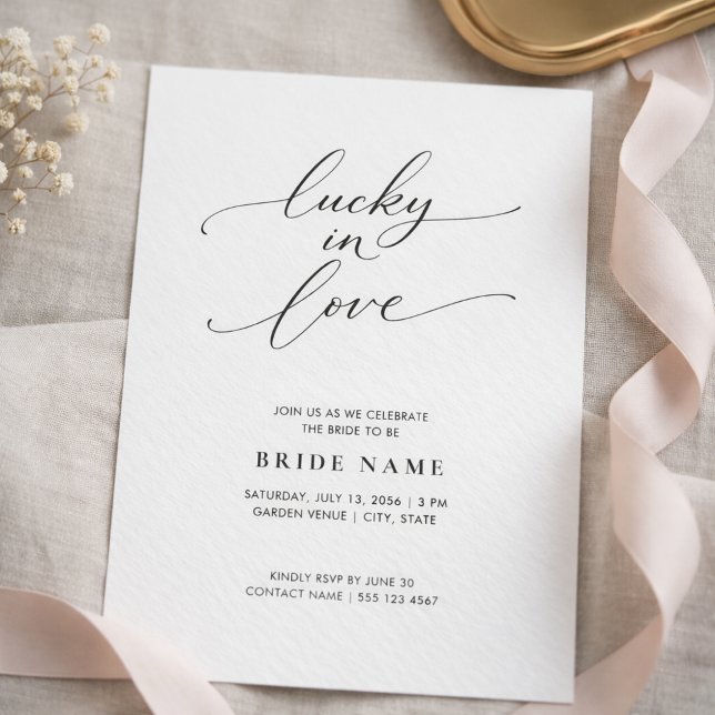Lucky in Love | Modern Minimalist Bridal Shower Invitation (Creator Uploaded)