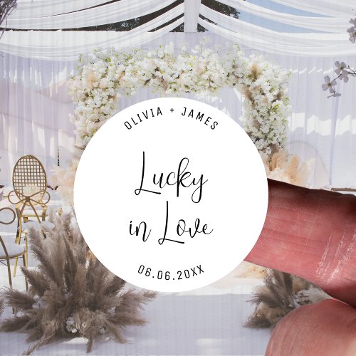 Lucky In Love Modern Wedding Lotto Ticket Favors Classic Round Sticker