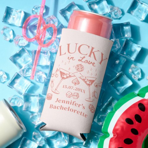 Lucky In Love Peach Bachelorette Weekend Seltzer Can Cooler