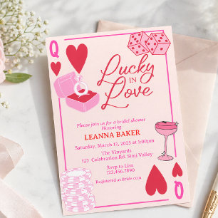 Lucky in Love Pink Casino Bridal Shower Invitation