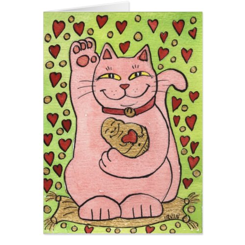 Lucky in Love Pink Neko with Hearts