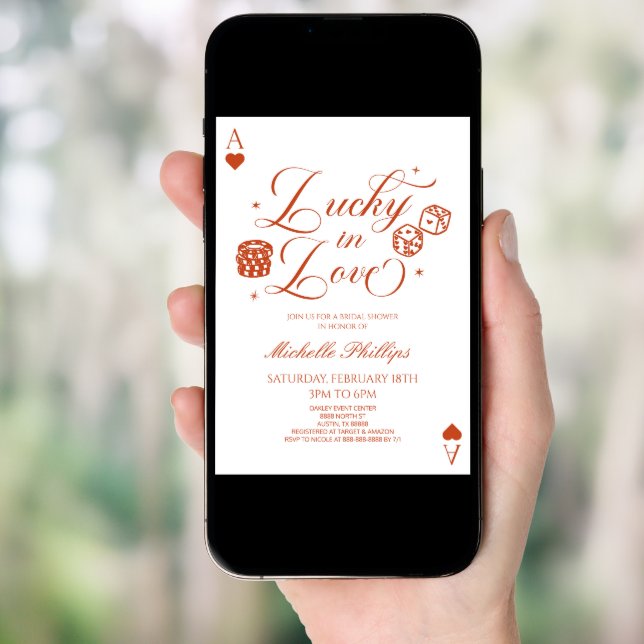 Lucky In Love Playing Card Casino Bridal Shower (Front Digital)