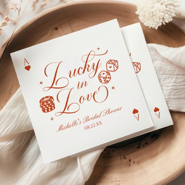 Lucky In Love Playing Card Casino Bridal Shower Napkins (Creator Uploaded)