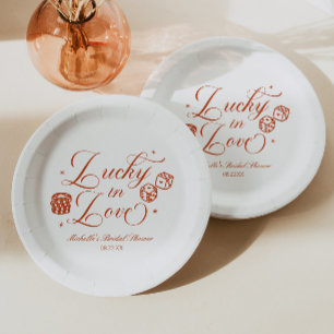 Lucky In Love Playing Card Casino Bridal Shower Paper Plates