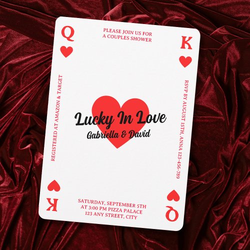 Lucky In Love Playing Card Heart Couples Shower