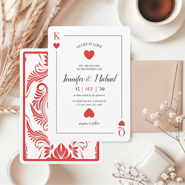 Lucky in Love Playing Card Las Vegas Wedding (Lucky in Love | Playing Card Unique Las Vegas Wedding Invitation)