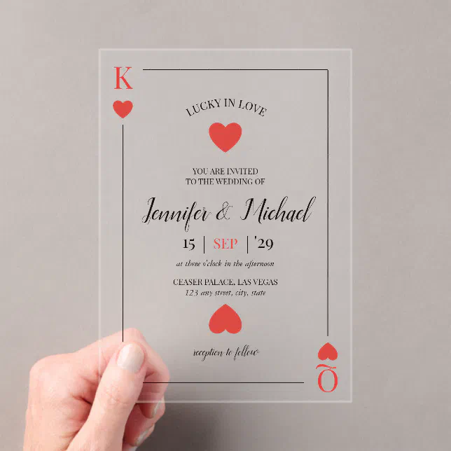 Lucky in Love Playing Card Las Vegas Wedding Acrylic Invitations
