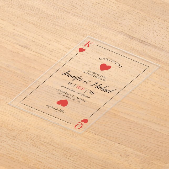 Lucky in Love Playing Card Las Vegas Wedding Acrylic Invitations