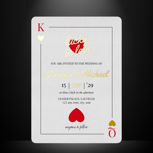 Lucky in Love Playing Card Las Vegas Wedding Gold