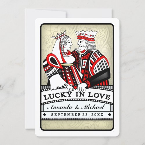 Lucky in Love Playing Cards Wedding Invitation