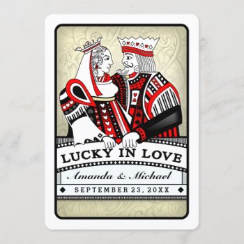 Lucky In Love Playing Cards Wedding Invitation by juliea2010 at Zazzle