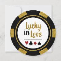 Lucky In Love Poker Chip Black Gold Vegas Wedding