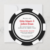 Lucky In Love Poker Chip Black White Wedding Invitation (Back)