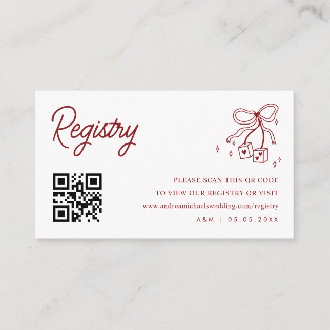 Lucky in Love Qr Code Casino Wedding Gift Registry Enclosure Card (Front)