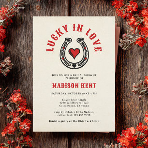Lucky in Love Retro Horseshoe Bridal Shower Invitation