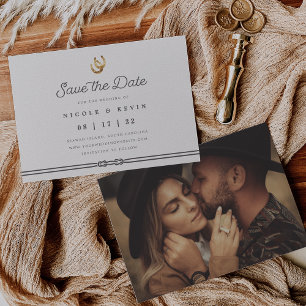 Lucky in Love Rustic Horseshoes Photo Save The Date