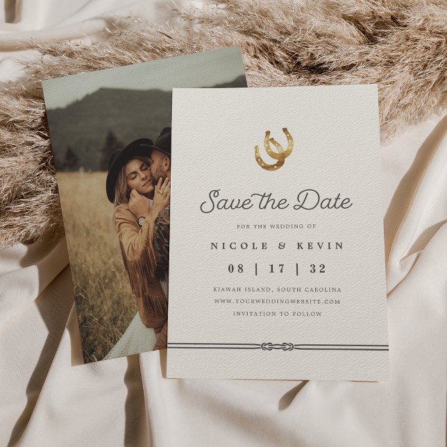 Lucky in Love | Rustic Horseshoes Photo Save The Date (Creator Uploaded)