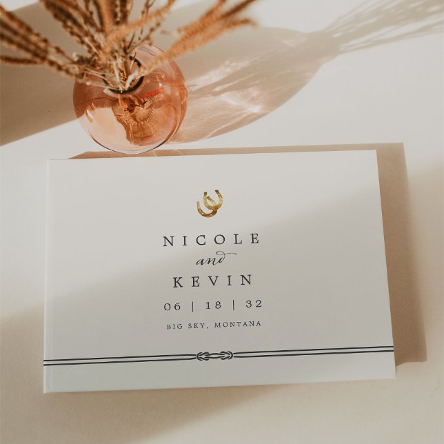 Lucky in Love | Rustic Horseshoes Wedding Favor Guest Book (Creator Uploaded)