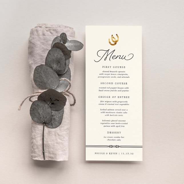 Lucky in Love | Rustic Horseshoes Wedding Menu (Creator Uploaded)