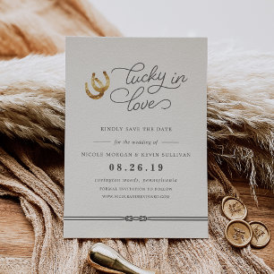 Lucky in Love Rustic Horseshoes Wedding Save The Date