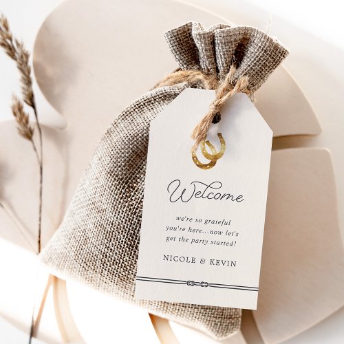 Lucky in Love  Rustic Horseshoes Wedding Welcome Gift Tags