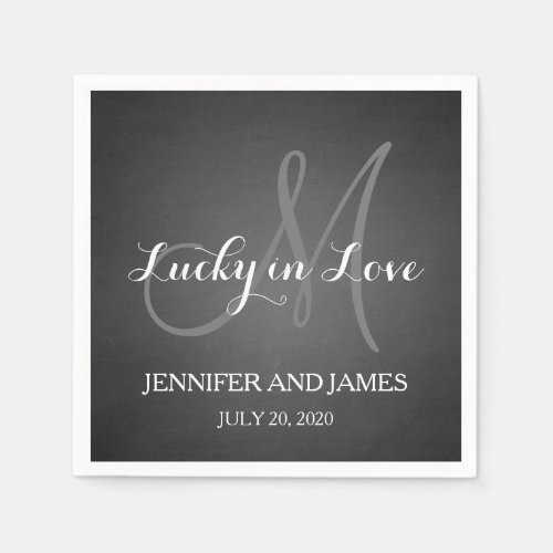 Lucky in Love Rustic Wedding Paper Napkins