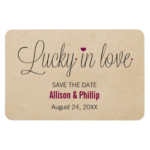 Lucky in Love Save the Date Magnet Fuchsia Magnet