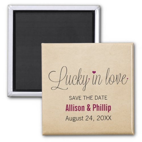 Lucky in Love Save the Date Magnet Fuchsia Magnet