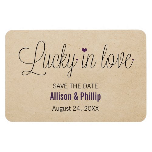 Lucky in Love Save the Date Magnet Purple Magnet