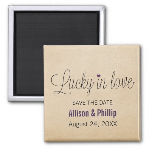 Lucky in Love Save the Date Magnet Purple Magnet