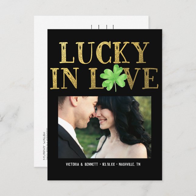 Lucky in Love | Save the Date Postcard (Front/Back)