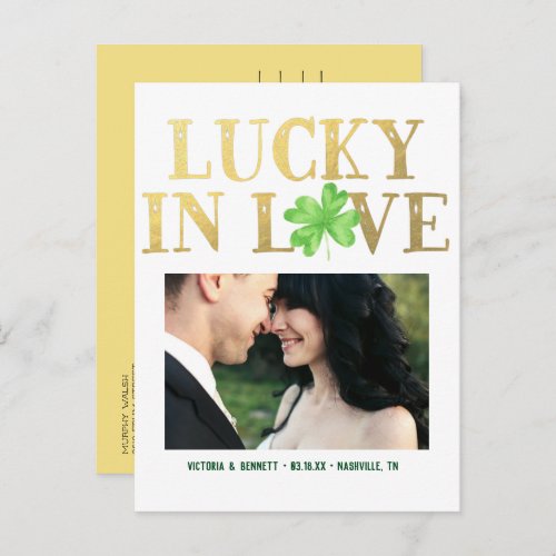 Lucky in Love  Save the Date Postcard