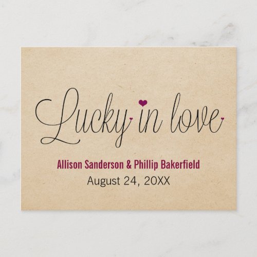 Lucky in Love Save the Date Postcard Fuchsia Announcement Postcard