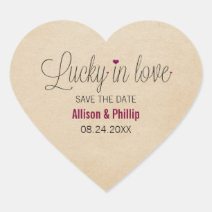 Lucky in Love Save the Date Stickers, Fuchsia Heart Sticker
