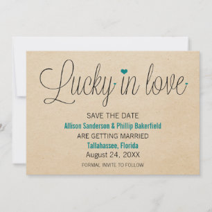 Lucky in Love Save the Date, Teal Save The Date