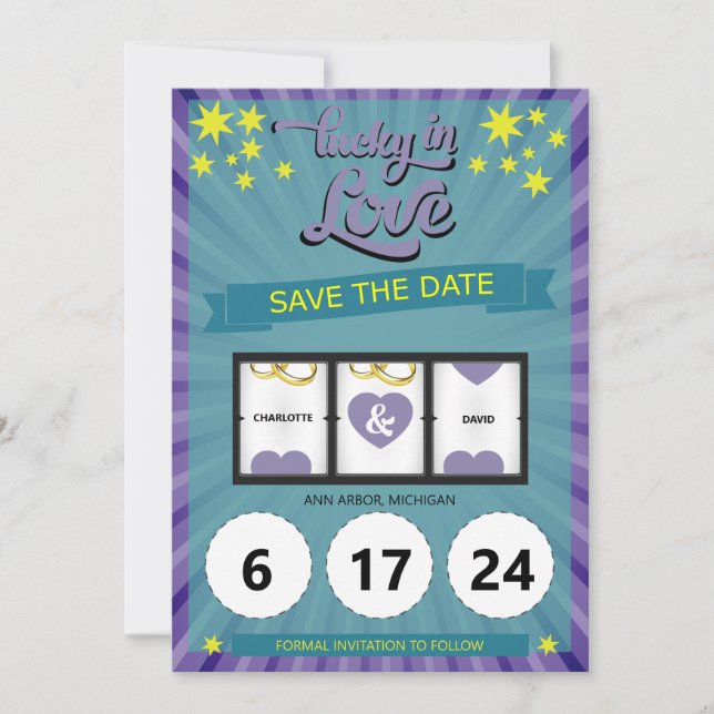 Lucky in Love Save the Date Wedding Announcement (Front)