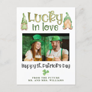 Lucky in Love Save the Date Wedding Announcement Postcard