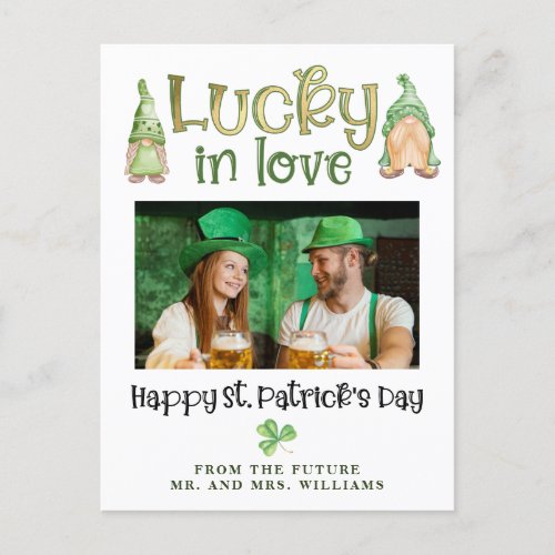 Lucky in Love  Save the Date Wedding Announcement Postcard