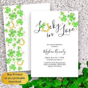Lucky in Love Shamrock and Horseshoe Bridal Shower Invitation