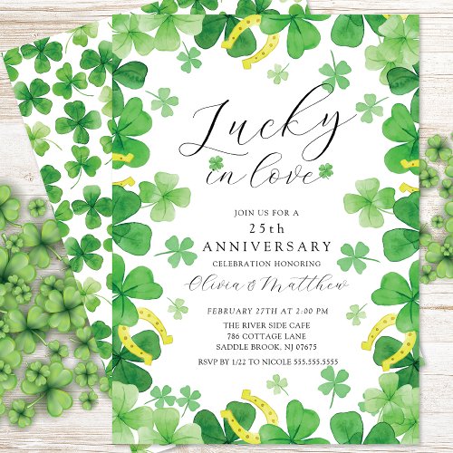 Lucky in Love Shamrock Anniversary Invitation