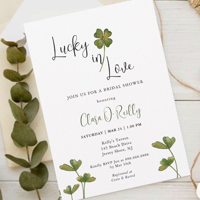 Lucky in Love Shamrock Bridal Shower Invitation (Creator Uploaded)