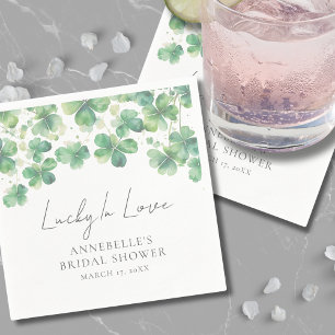 Lucky In Love Shamrock Clover Bridal Shower Napkins