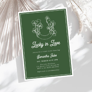 Lucky in Love Shamrock Horseshoe Bridal Shower Invitation