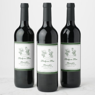 Lucky in Love Shamrock Horseshoe Bridal Shower  Wine Label